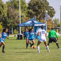 CCC's Woman's soccer team playing soccer