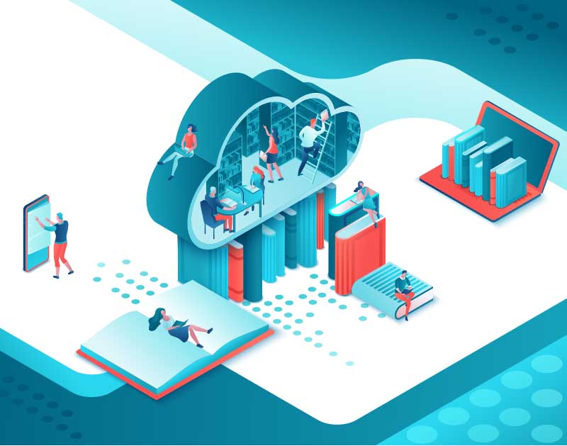 graphic depicting library services in the cloud