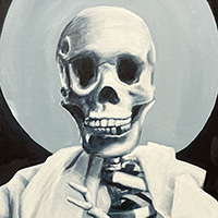A painting of a skeleton
