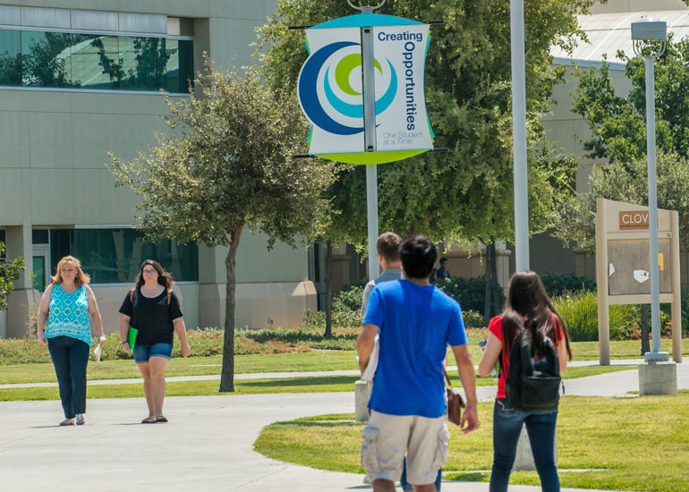 Students on the Clovis Community College campus