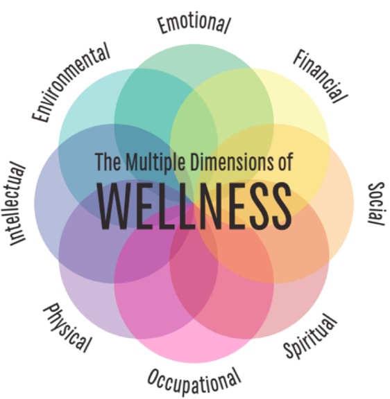 A chart that shows that the dimensions of wellness are connected