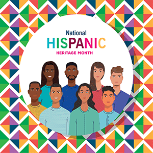 Hispanic Heritage Month with geometric background