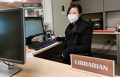 Raina at reference desk