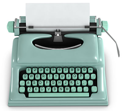 a pale green antique typewriter