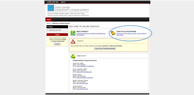 click on sign up as a notetaker on located on top right