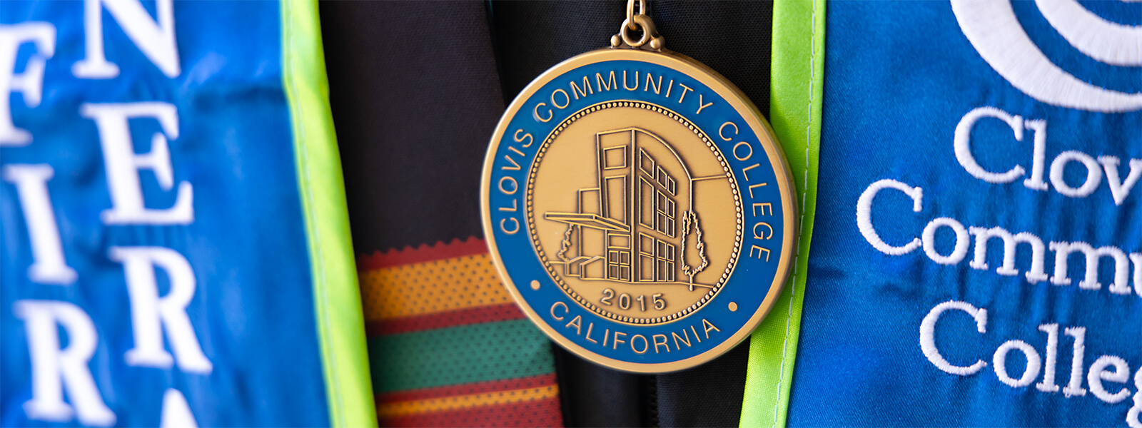 Close-up of the Clovis Community College medal