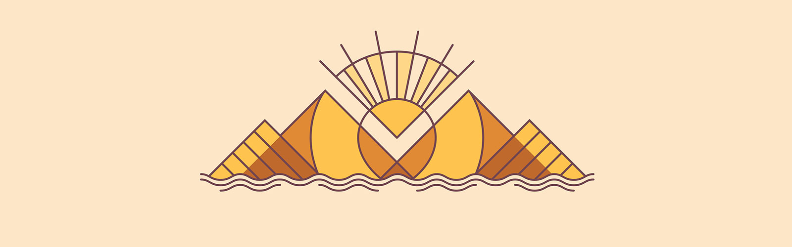 abstract golden sun over mountains