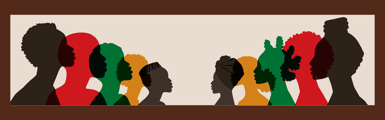silhouettes of African American people in the flag colors.